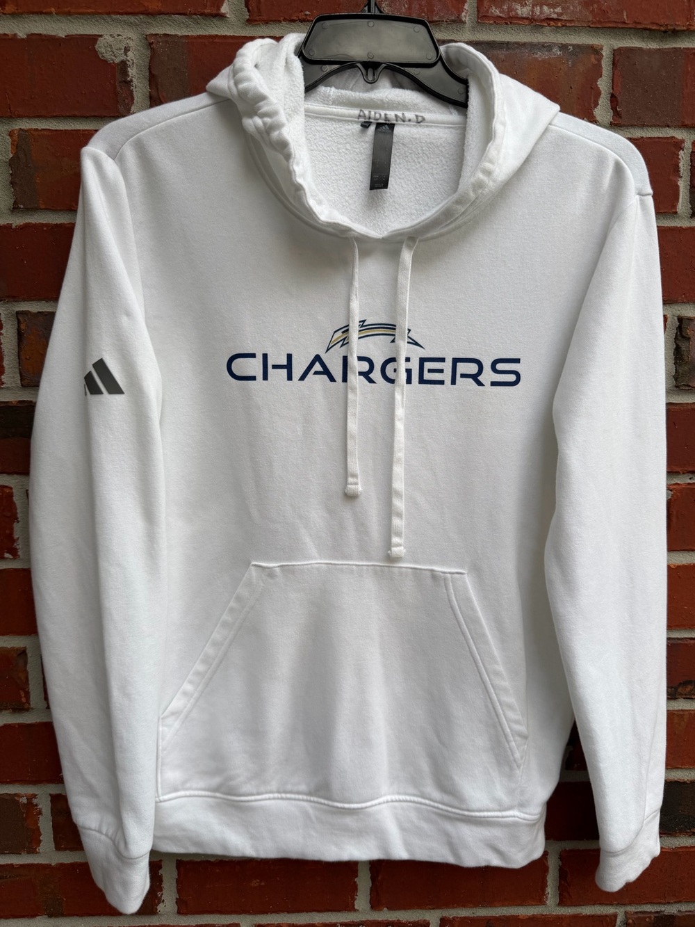 Adidas Los Angeles Chargers NFL Men’s Small White Hooded Sweatshirt Hoodie P5